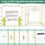 Wedding Arch Backdrop Stand Square 6.6x6.6FT Gold Balloon Arch Stand Garden Arbor Backdrop Frame for Wedding Party Birthday Baby Shower Photo Booth Background Decoration - Image 5