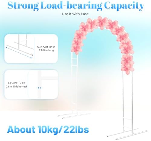 7.2ft Metal Wedding Arch, Double Tube Balloon Arch Backdrop Arch Stand Open Arch Backdrop Support, for Wedding Ceremony Bridal Baby Shower Photo Booth Party Decoration (Silver) - Image 3
