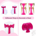 MDS Pack of 50 Chiffon Chair Sashes for Wedding & Event Décor - Hot Pink - Image 3