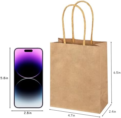 SPERPAND 150Pcs Small Gift Bags - 6.5" Brown Paper Bag Kraft Gift Bags for Birthday, Baby Shower, Christmas, Wedding, Party Favor Bag - Image 2