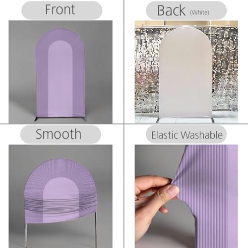 Ripples Arch Backdrop Cover Spandex Background for Baby Birthday Baby Shower Wedding Party Decoration (Pureple Ripples,7.2x4ft) - Image 3