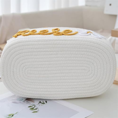 Personalized Baby Name Basket with Handles,Custom Diaper Caddy Cotton Rope Basket,Baby Stuff Organizer Storage Bin for Nursery Toy Room Bedroom Bathroom (White,L) - Image 5