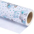 WRAPAHOLIC Jumbo Baby Boy Wrapping Paper - 30 Inch x 100 Feet Jumbo Roll - Adorable Blue Elephant Design for Baby Shower, Party, Holiday by WRAPAHOLIC