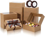 COTOPHER 30Pcs Cookie Boxes with Ribbons, 9x6x3 Inch Brown Bakery Boxes by COTOPHER