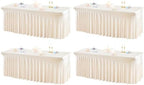 4 Packs Ivory Table Clothes for 6 Foot Rectangle Tables, One-Piece Wrinkle Resistant Stretch Spandex Table Covers with Skirt for Event Banquet Wedding Birthday Party by PartyTalk