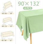 4 Pack Rectangle Tablecloth 90x132Inch Sage Green Washable Polyester Table Cover for Wedding Dining Table Buffet Parties Banquet Decoration - Image 2