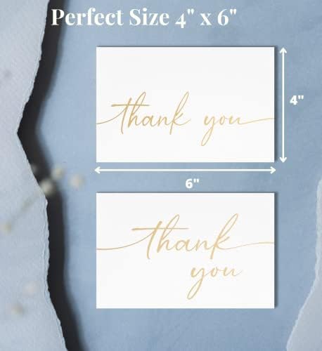 Thank You Cards with Envelopes & Stickers, Matte Gold Foil Cards Bulk Pack of 100, 4x6 Inch Minimalistic Design, Suitable for Business, Wedding, Small Business, Graduation, Bridal Shower, Funeral - Image 3