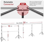 BEIYANG 10x30FT Photo Backdrop Stand, Angle Adjustable Triple Crossbar Extender Mount, Photography Background Support System, with Sand Bags,12 PCS Clamps for Wedding Party Celebration - Image 2