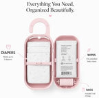 Keepigo| Baby Pink Diaper Bag Wipe Dispenser | 3-in-1 Portable Diaper Caddy Organizer, Baby Wipe Holder with Disposable Bags | Baby Essentials for Newborns, Toddlers, Travel & Baby Shower Gifts - Image 3