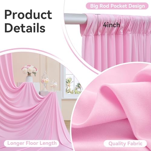 50ftx14FT Wrinkle Free Pastel Pink Backdrop Curtain for Wedding Parties - Image 5