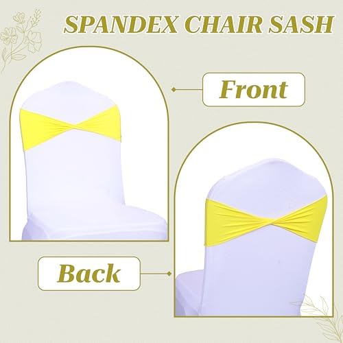 MDS Pack of 25 Spandex Chair Sashes Without Slider Buckles – Yellow - Image 4