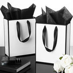 Yeaqee 50 Pcs Metallic Paepr Gift Bags Bulk with Handles,White Black - Image 5