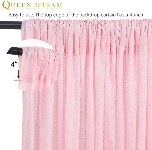 Pink Sequin Backdrop Curtain 8ft x 8ft Baby Shower Backdrop Drapes - Image 6