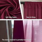 10 x 10 Feet Burgundy Backdrop Curtain for Partie, Background Curtains for Photoshoot, Birthday, Wedding, Halloween, Thanksgiving, Christmas Day, New Year Party Decorations 5Ft x 10Ft, 2 Panels - Image 3
