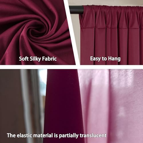 10 x 7 Feet Burgundy Backdrop Curtain for Partie, Background Curtains for Photoshoot, Birthday, Wedding, Halloween, Thanksgiving, Christmas Day, New Year Party Decorations 5Ft x 7Ft, 2 Panels - Image 3