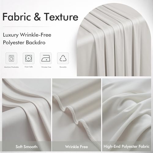 10ftx12ft Beige Backdrop Curtains for Wedding Party 2 Panels 5×12FT Tall - Image 6