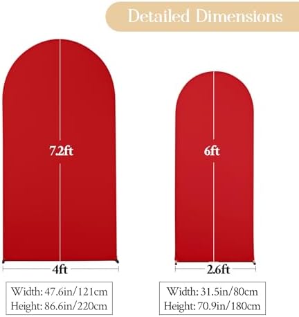 Black Red Arch Backdrop Cover Set of 2 Spandex Arch Covers 7.2 and 6ft Wedding Arch Stand Cover Bridal Baby Shower Photo Stretchy Backdrop Arch Cover Birthday Party Arch Covers - Image 6