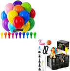Pro Duralatex Assorted Rainbow Balloons - 100 Pack 12 inch Extra-Thick Rainbow Balloons and Electric Balloon Pump by Bezente