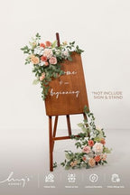 Ling's moment Welcome Sign Flowers, Wedding Floral Swag, Blush Garden Pink - Image 2