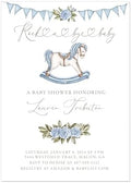 Rocking Horse Baby Shower Invitation in Blue Pink or Tan by Handmade