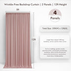 20ftx12ft Dusty Pink Backdrop Curtain for Wedding Party 4 Panel 12FT Tall - Image 2