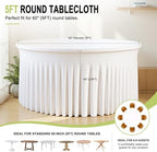 12 Pack White Table Cloth for 5FT Round Tables, Fitted Spandex 120 inch Round Tablecloth, Wrinkle Free White Table Skirt for Receptions Birthday Holiday Dinner Banquet Engagement Party Decoration - Image 2