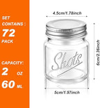 Tessco for you Mini Mason Jar Shot Glasses with Lids 2 oz Dishwasher Safe Mason Canning Jars for Bachelorette Wedding Party Favors Bar Drinks Home Desserts Honey Jam Candy(Clear,72 Pcs) - Image 2