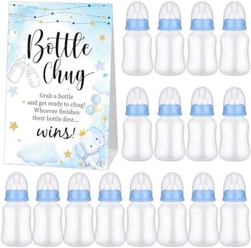 TrelaCo 20 Pcs Bottle Chug Game, Elephant Theme Baby Shower Favors, Blue by TrelaCo