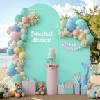 Blue and Purple Photo Arch Backdrop Cover Set of 2-7.2ft and 6ft Arch Covers Stretchy Backdrop Spandex Mermaid Theme Arch Stand Covers for Girls Birthday Party Wedding Banquet Background Decorations - Image 4