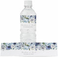 Personalized Water Bottle Labels with Choice of 30 Flower Styles - Choose Font and Pre-Made Phrases or Design Custom Text - LABELS ONLY (021 Blue Flowers, 2 inch (8.5x2")) by ThePaperedWedding