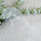 Frosted Arch Acrylic Wedding Table Numbers 1-10 with Stands - Image 6