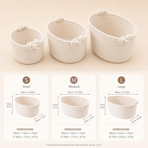 Large Personalized Baby Basket - Custom Name Cotton Rope Diaper Storage Organizer, Decorative Woven Nursery Hamper, Infant Gift For Boys Girls(M:35X13X19CM) - Image 6