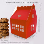 30 Pcs Cottage House Cookie Boxes with Window & Business Card Holder, Red, 4 x 4 x 6 in Bakery Gift Boxes for Treats, Desserts, Party Favors & Realtor Pop By Gifts - Image 3