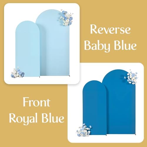 Gradient Blue Arch Backdrop Cover 7.2FT 6FT Wedding Arch Covers Set of 2 Double-Color Arch Covers Stretchy Backdrop Spandex Fitted Fabric Backdrops for Party Baby Shower Birthday Decoration - Image 4