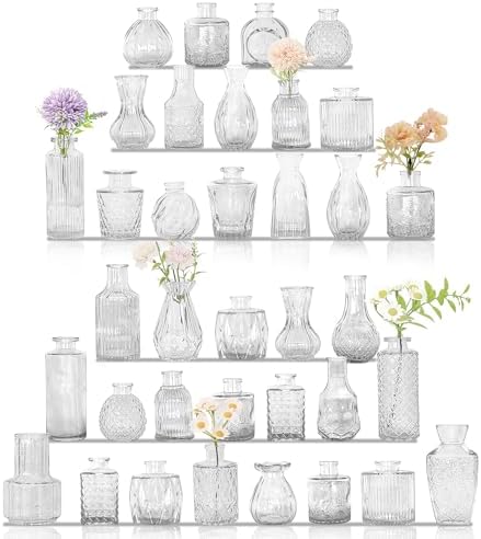 Set of 36 Glass Bud Vases Small Flower Vases for Centerpieces by JALANCY