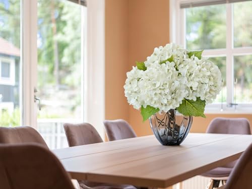 ZYTUYO 20 inches 4 Pcs Ivory White Real Touch Hydrangea Artificial Flowers Boho Lifelike Real Looking Latex Hydrangeas Flower with Long Stem for Home Decor Spring Table Centrepiece - Image 4