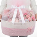 Colingmill Large Mother’s Day Gift Basket Empty 17”x13”x7.6” Storage Basket with Gift Bag Ribbon and Tulle Gifts Card Paper Filler for DIY Baby Toy Baskets with Handles by Colingmill