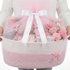 Colingmill Large Mother’s Day Gift Basket Empty 17”x13”x7.6” Storage Basket with Gift Bag Ribbon and Tulle Gifts Card Paper Filler for DIY Baby Toy Baskets with Handles by Colingmill