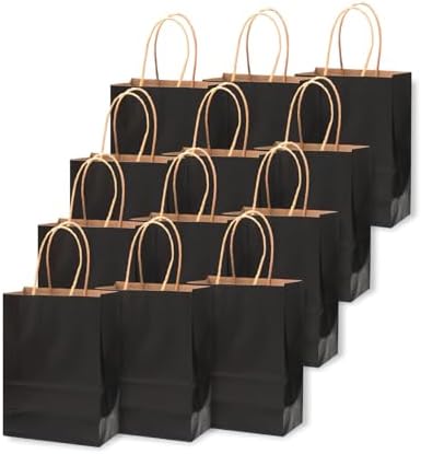 qiqee 200-Packs Black Paper Gift Bags with Handles Bulk 10.6"x8.3"x4.3" Medium Size Paper Bags Multiple Uses - Image 3