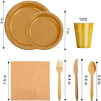 WELLIFE 210Pcs Gold Plastic Plates, Disposable Plastic Plates for Party - Image 2
