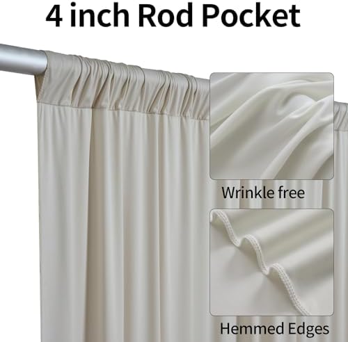20ftx15ft Beige Backdrop Curtains for Parties, Wrinkle Free Polyester Beige Photo Backdrop Drapes 4 Panels 15 ft Long Back Drop Cloth for Wedding Birthday Photography Background Party - Image 2