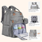 BabbleRoo Extra Large Diaper Bag Backpack, Expandable Baby Bag with Up to 50% More Capacity - Travel Essentials Baby Bag Tote with Changing Pad, Stroller Straps & Pacifier Case - Unisex, Light Gray - Image 5