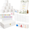 119 Pcs Baby Shower Game – 64 White Wooden Cubes to Decorate, Storage Box, 48 Acrylic Markers, 5 stencil templates & Instruction Sign by giftlyze