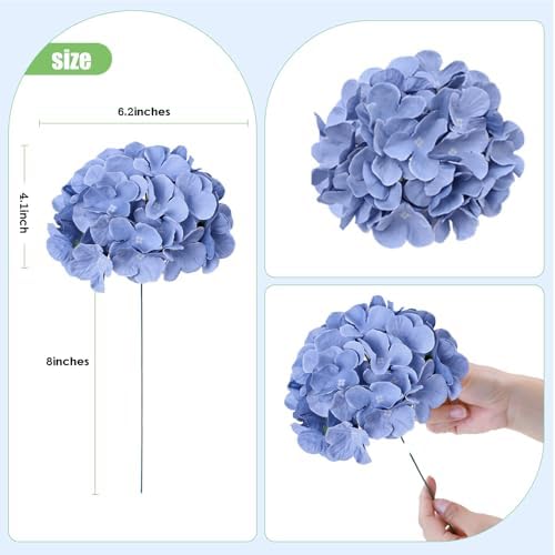 AVIVIHO 65pcs Dusty Blue Hydrangea Artificial Flowers Bulk, Fake Flowers - Image 5