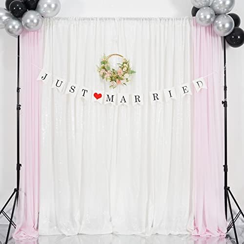 Poise3EHome White Sequin Backdrop Curtain,4 Panels 2FTx8FT Glitter Background for Party Birthday Party Baby Shower Wedding Christmas Thanksgiving Halloween Holiday Festival Decor - Image 2