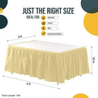 Exquisite Light Yellow Table Skirt 24 Pack - Disposable Plastic Table Skirts for Rectangle Tables 6ft 8ft & Round Tables - 29in x 14ft Self-Adhesive Strip - Birthday Wedding Gender Reveal Decor - Image 4