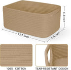 3 Pack Storage Baskets for Organizing, 13.7×9.5×6.3", Brown - Image 3