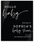 Andaz Press 16"x20" Black Acrylic Personalized Baby Shower Welcome Sign, Gender Neutral Large Custom Sign for Easel Stand, Modern Hello Baby Shower Decorations by AndazPress