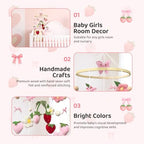 Strawberry Baby Crib Mobile for Girls Pink Bow Nursery Decor - Image 5