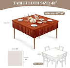 Wish Care 2 Pack Rust Spandex Tablecloths for 48x48 Inch Square Tables, Stretch Fitted Table Clothes with Pleated Ruffle Skirt for 48” Table, Wrinkle Free and Elastic, for Party Kitchen Home Dining - Image 4
